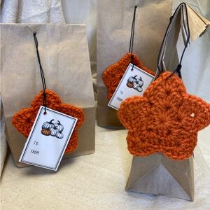Fall pumpkin orange color 3 stars gift tag set